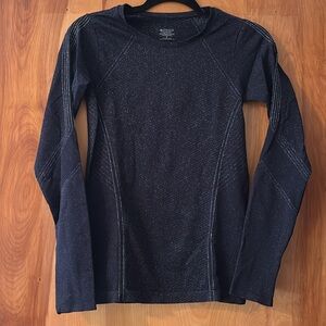 Athleta Long Sleeve Black Sparkle Top S Small